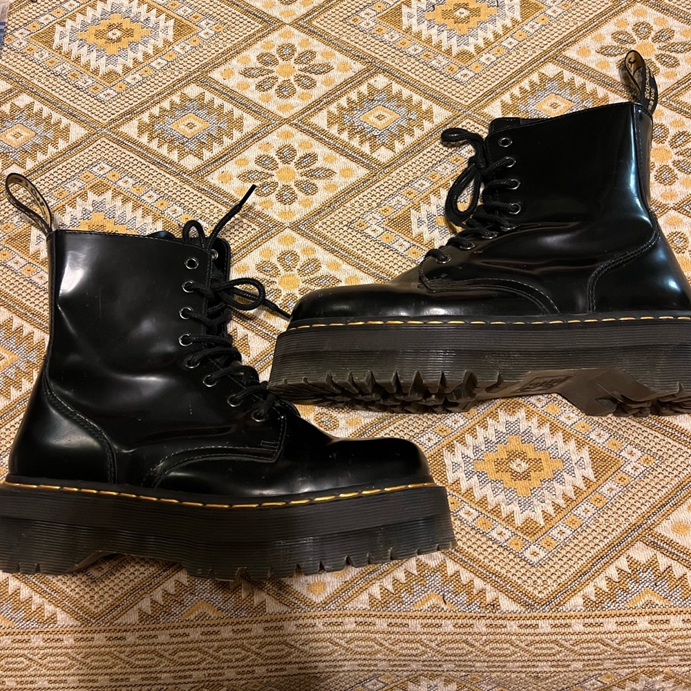 Dr. Martens Black Jadon Boots Smooth Leather Platforms